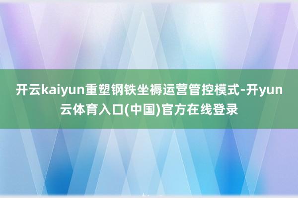 开云kaiyun重塑钢铁坐褥运营管控模式-开yun云体育入口(中国)官方在线登录