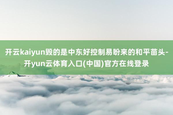 开云kaiyun毁的是中东好控制易盼来的和平苗头-开yun云体育入口(中国)官方在线登录